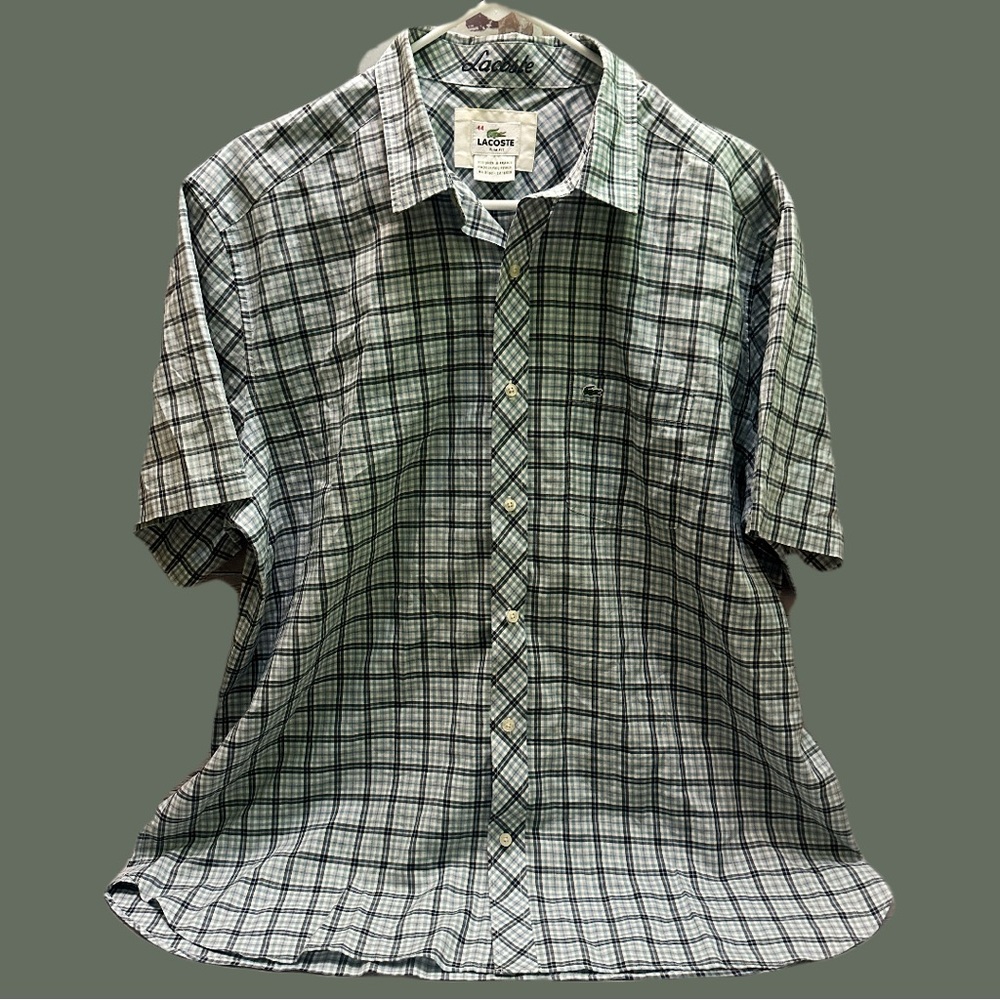 Lacoste Men's Casual Green Plaid Shirt size 44